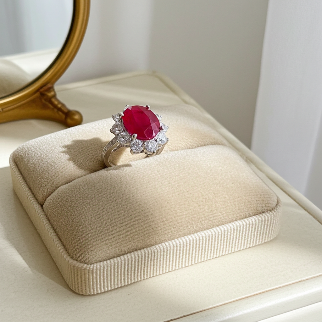 Genuine Burma Ruby Ring Women's Ruby Ring 8x10mm