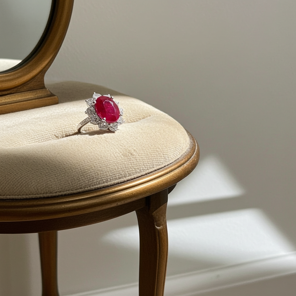 Genuine Burma Ruby Ring Women's Ruby Ring 8x10mm