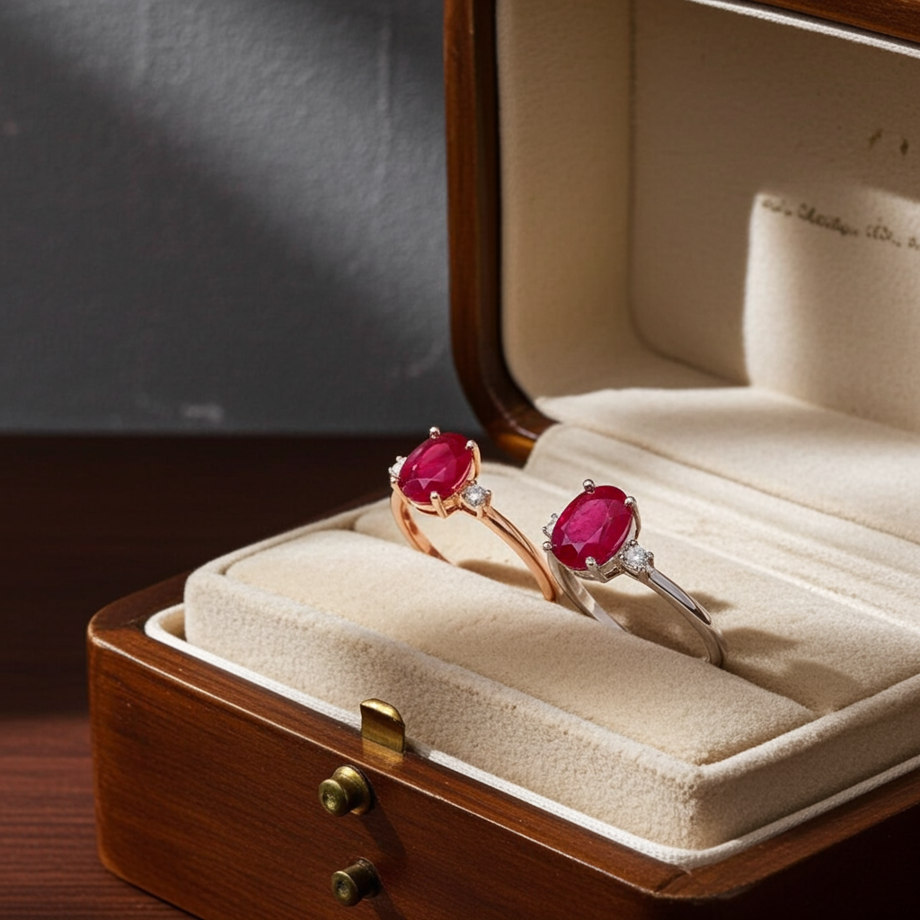 Natural Ruby Ring 6x8mm, Burma Ruby Cocktail Ring, Genuine Ruby Ring