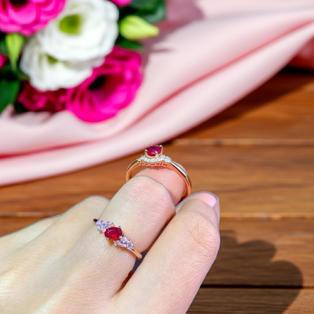 Dainty Burma Ruby Band Ring 3x5mm, July Birthstone Ruby