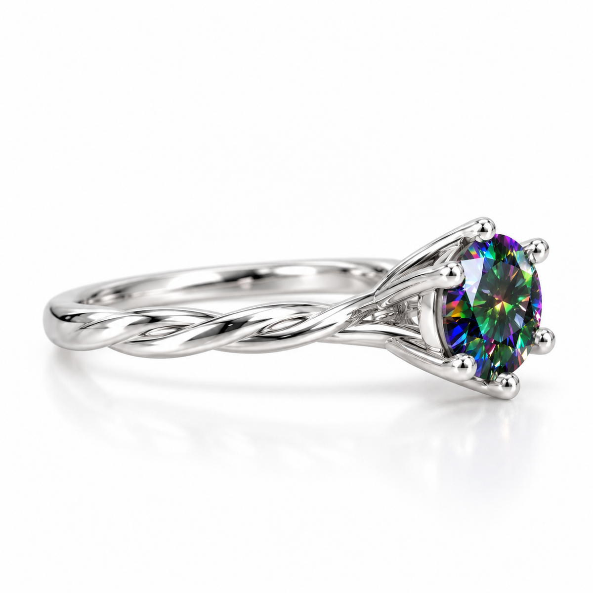 VVS1 1 CT Black Rainbow Moissanite Ring