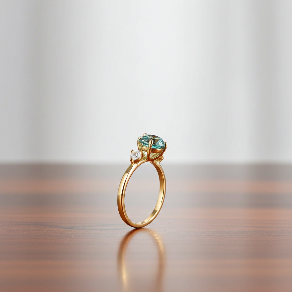 VVS1 2 CT Green Moissanite Ring 8mm