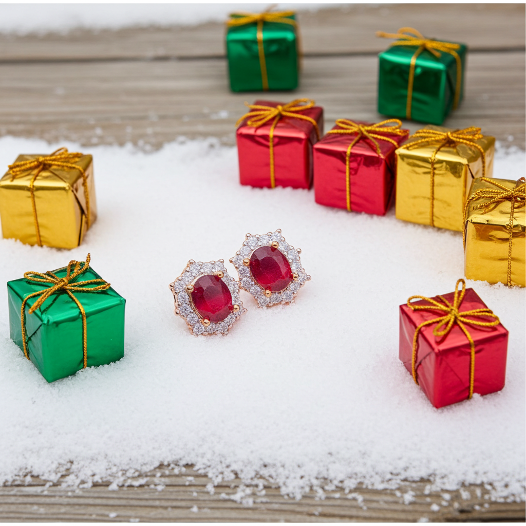 Natural Burma Ruby Stud Earrings 4x5mm, Women's Ruby Stud Earrings Platinum