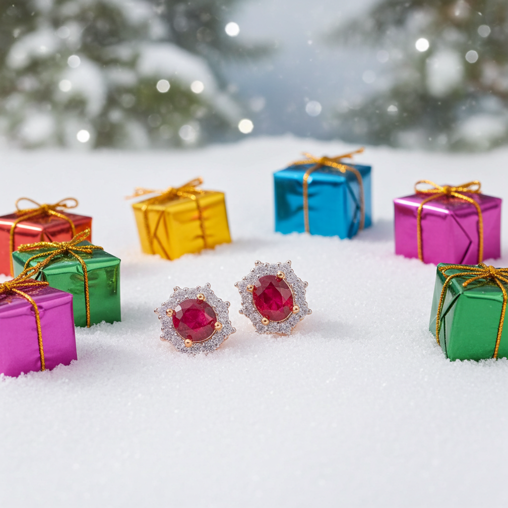 Natural Burma Ruby Stud Earrings 4x5mm, Women's Ruby Stud Earrings Platinum