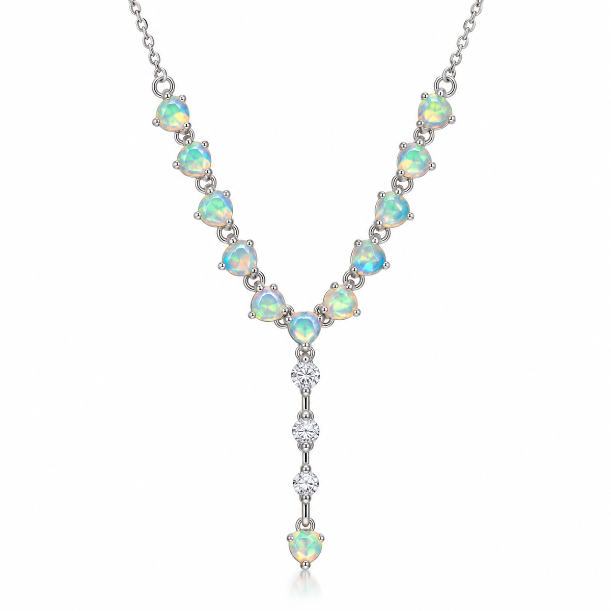 Natural opal necklace with 3mm gemstones in 925 sterling silver