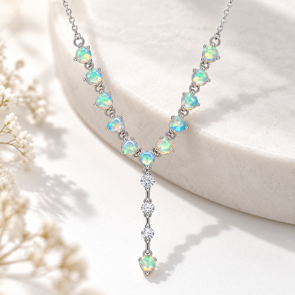 Natural opal necklace with 3mm gemstones styled as elegant gemstone jewelry