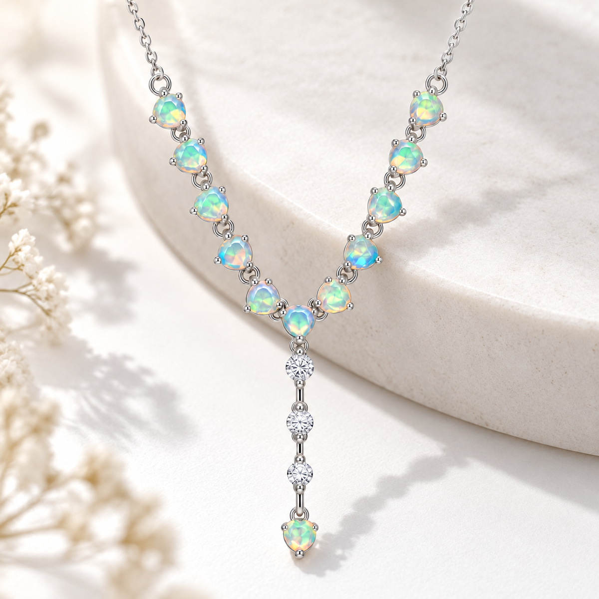 Natural opal necklace with 3mm gemstones styled as elegant gemstone jewelry
