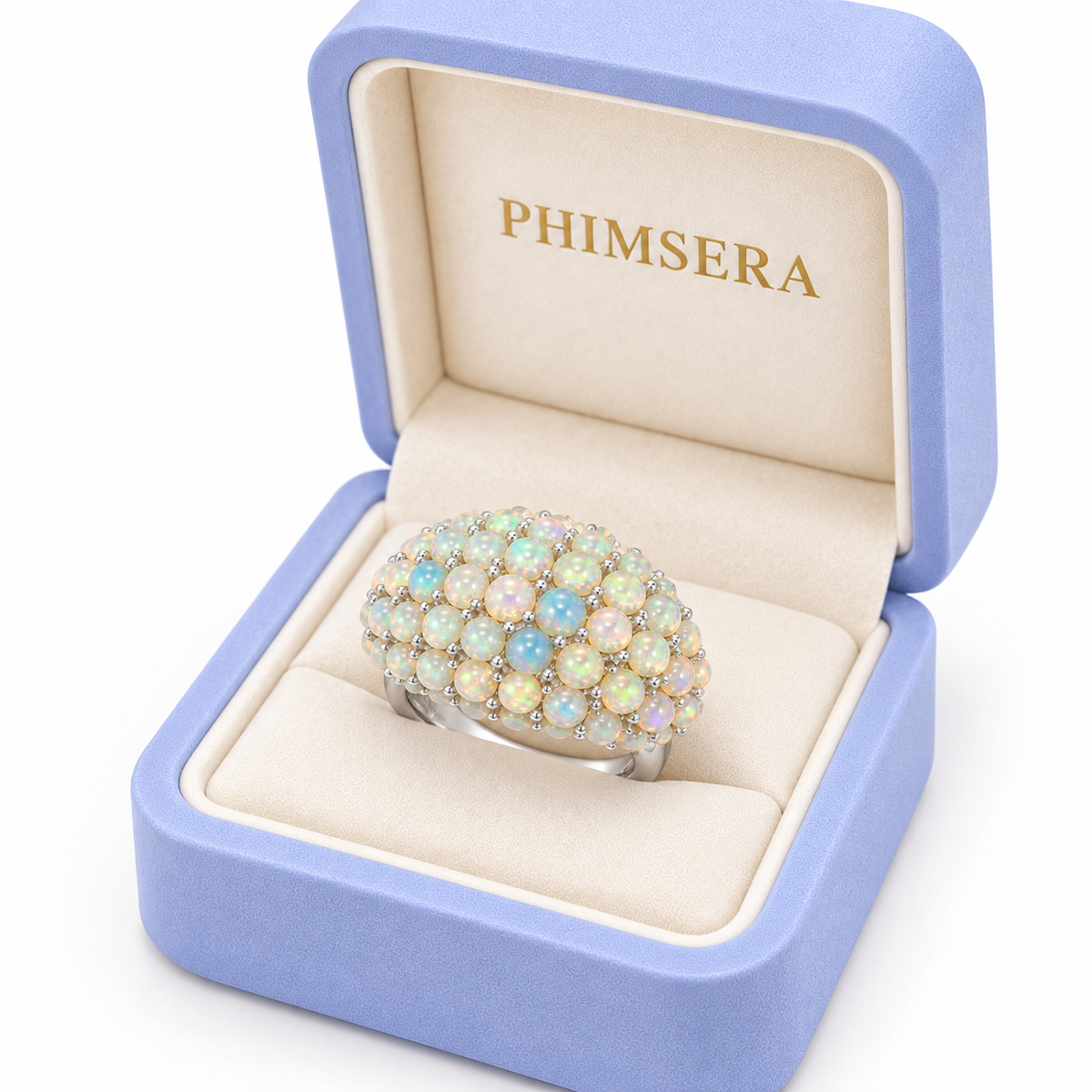 Natural Fire Opal Turkish Style Ring in Phimsera Box