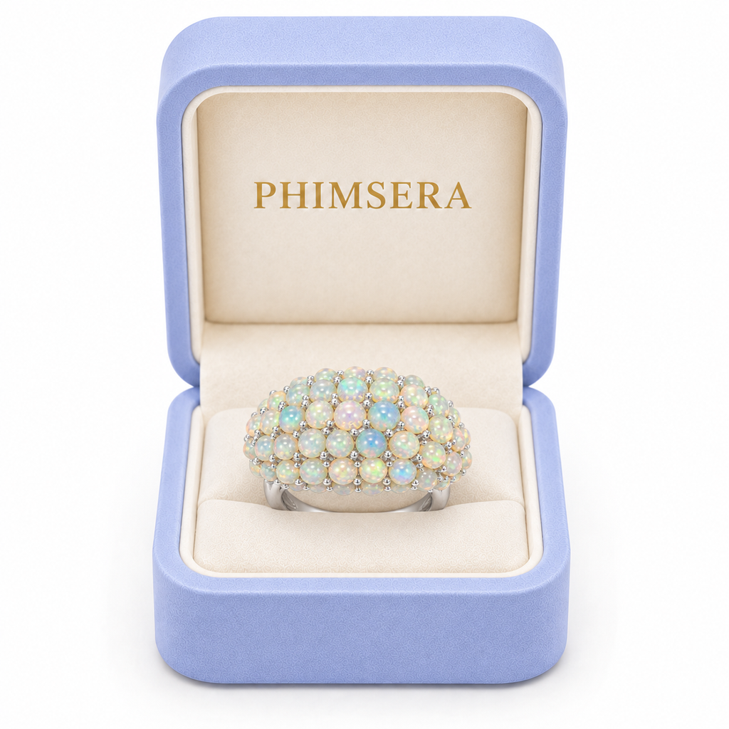 Natural Fire Opal Turkish Style Ring in Phimsera Box