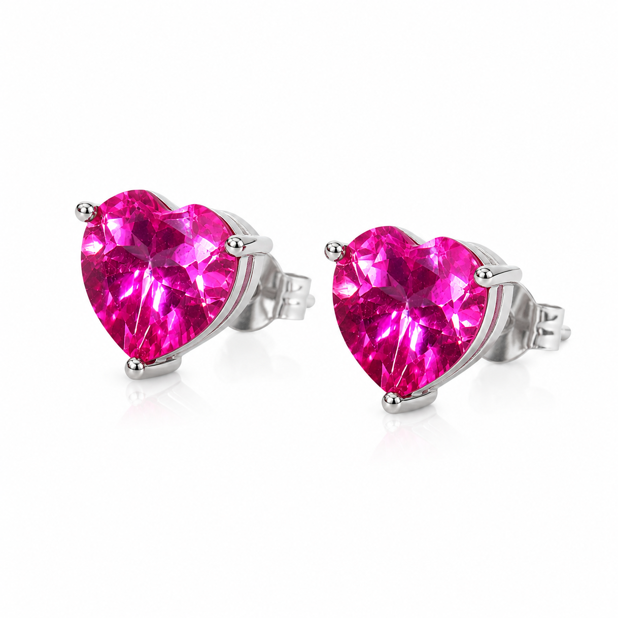 8mm natural pink topaz heart stud earrings in sterling silver