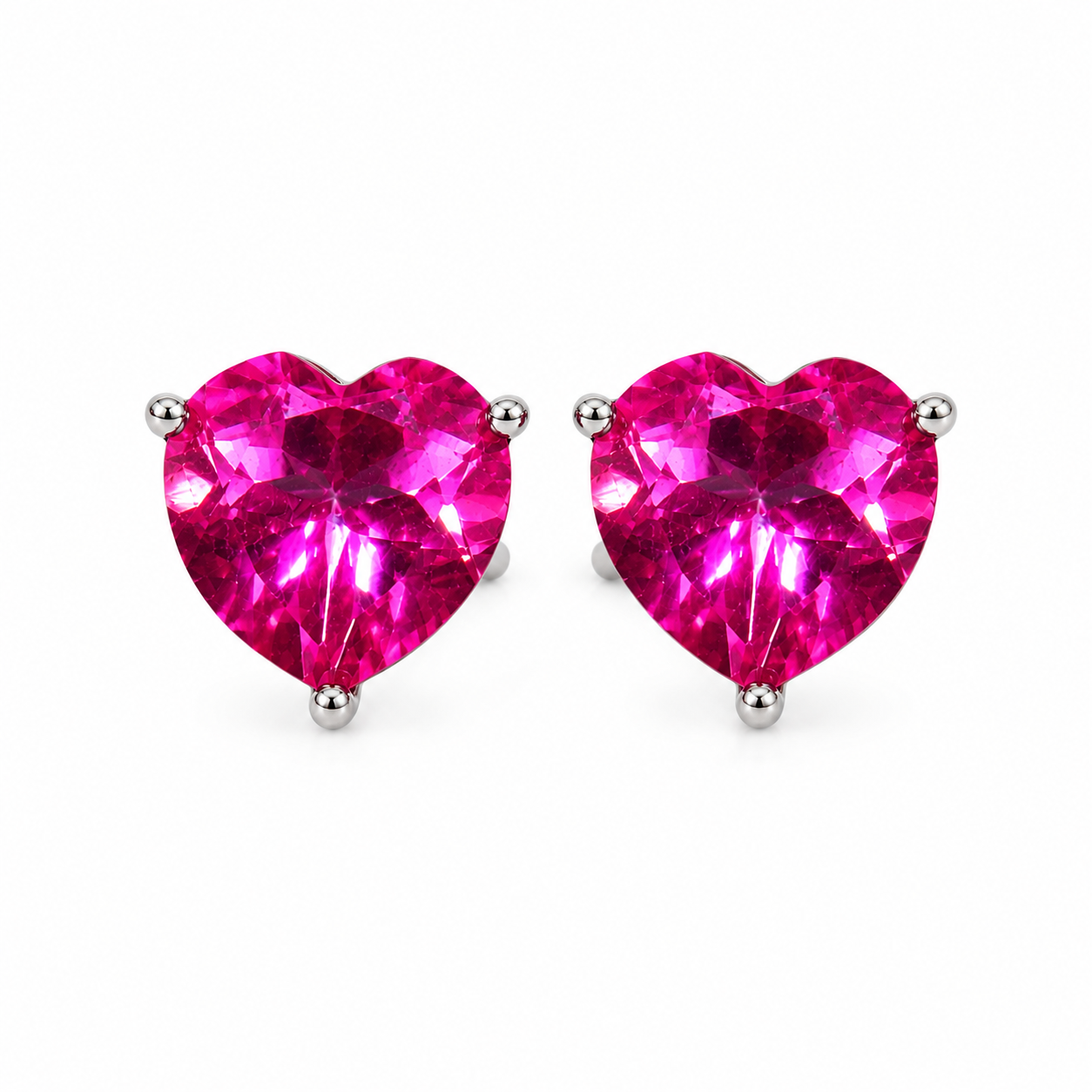 Natural pink topaz heart shaped gemstone earrings