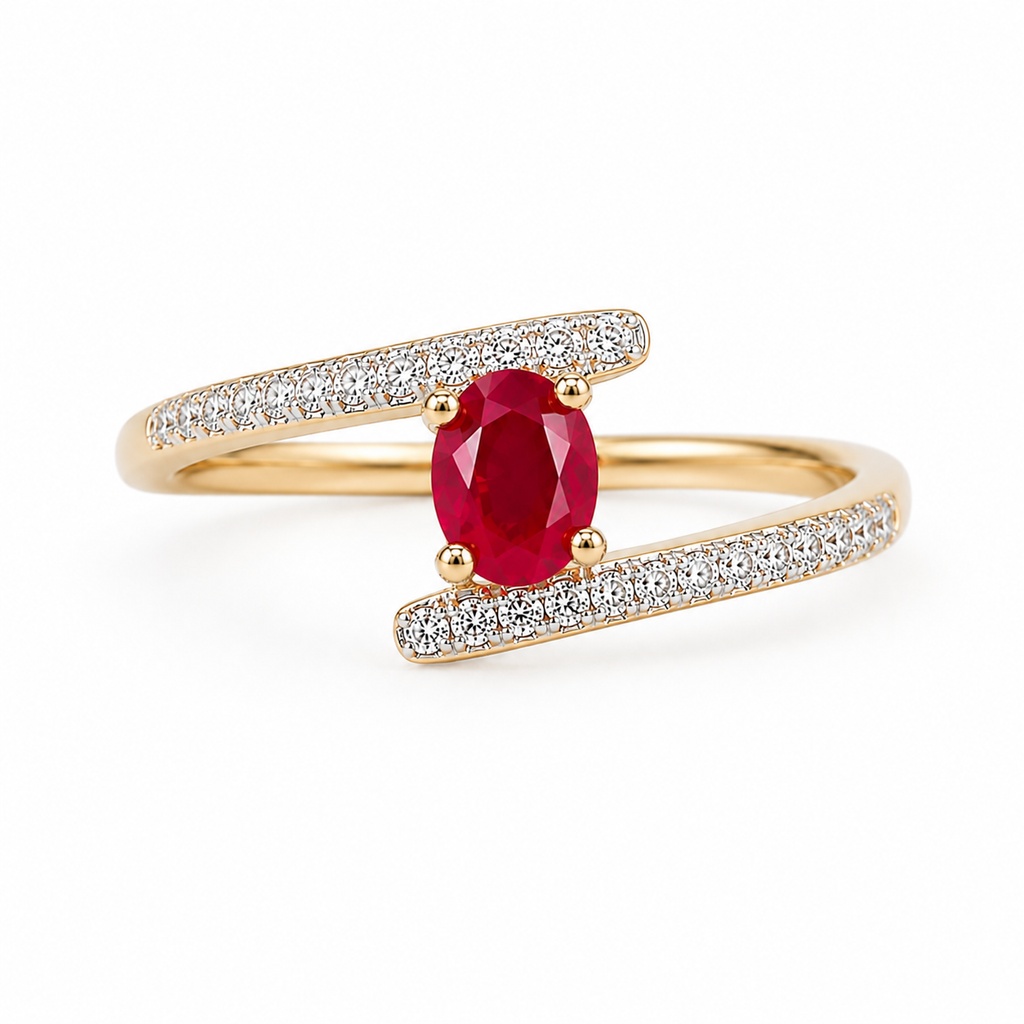 4x5mm ruby gemstone ring oval cut with four prong setting in 925 sterling silver