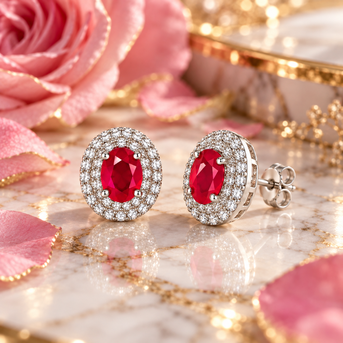 Phimsera natural ruby stud earrings styled as elegant red gemstone jewelry for special occasions and everyday sophistication.