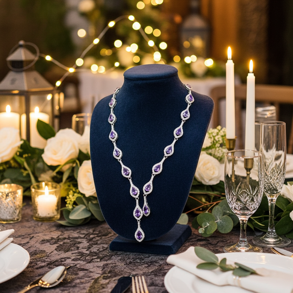 Natural Amethyst Gemstone Clavicle Necklace 925 Sterling Silver