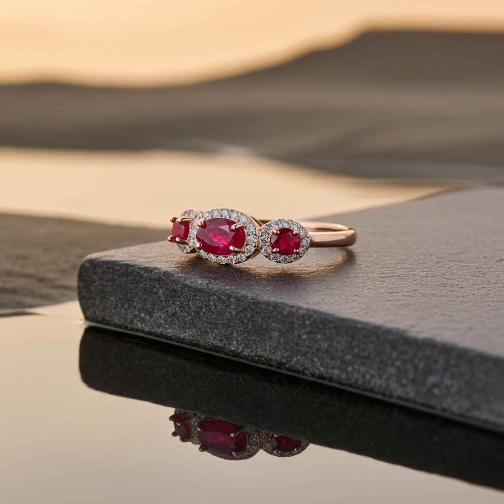 Natural Ruby Band Ring 4x6mm, Genuine Ruby Band Ring