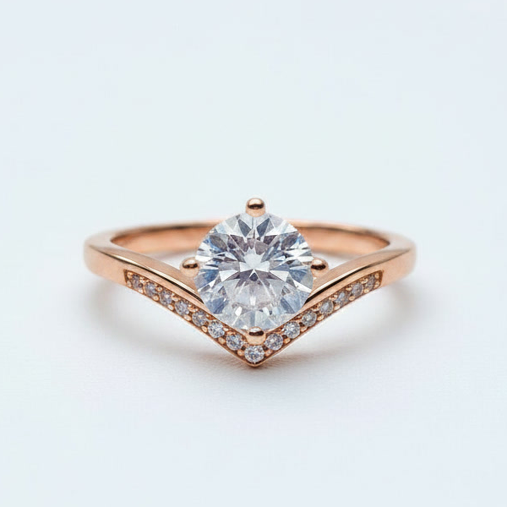 1 Carat D Color Moissanite Engagement Ring Platinum Plated 6.5mm