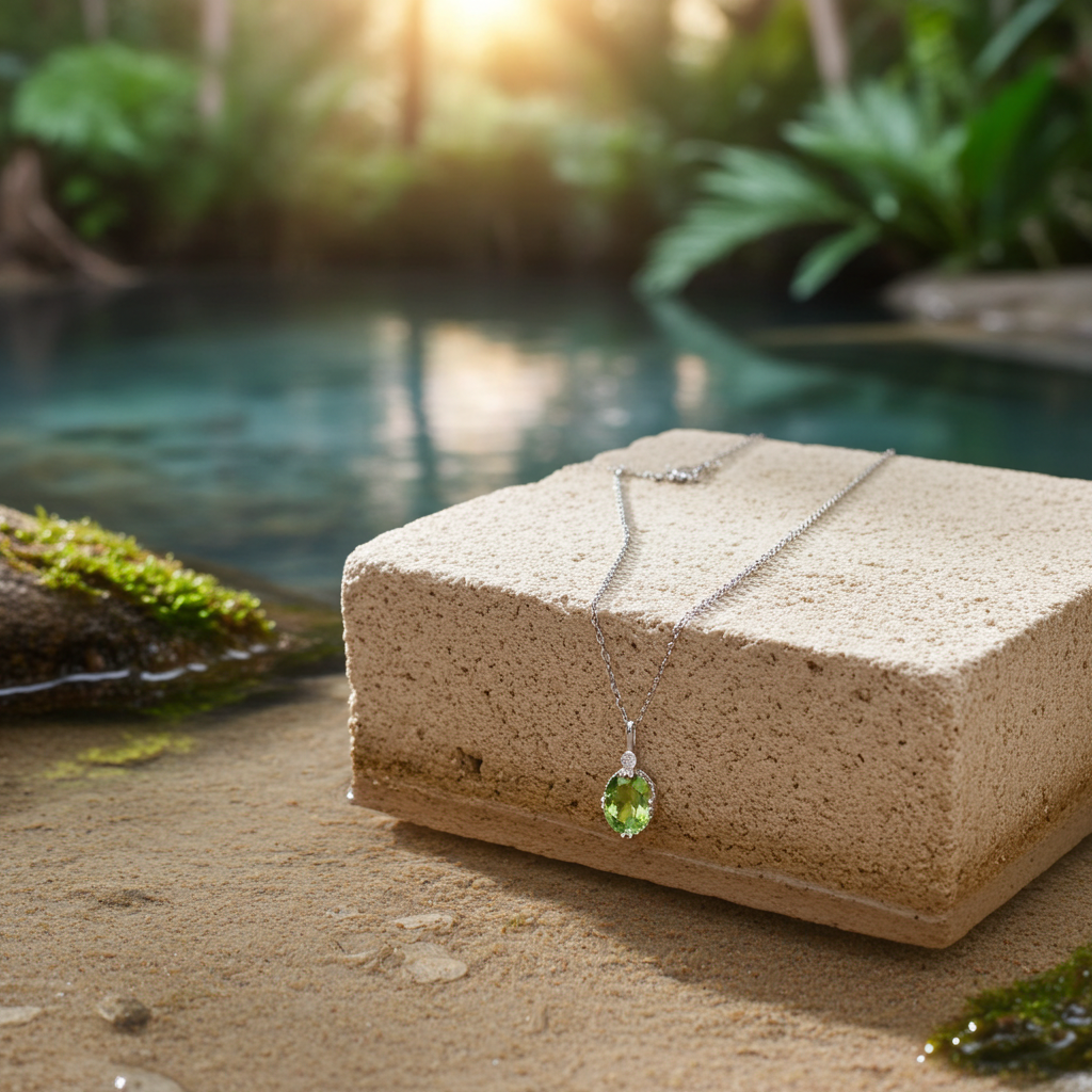 1.25 Carat Peridot Pendant Necklace, August Birthstone Peridot