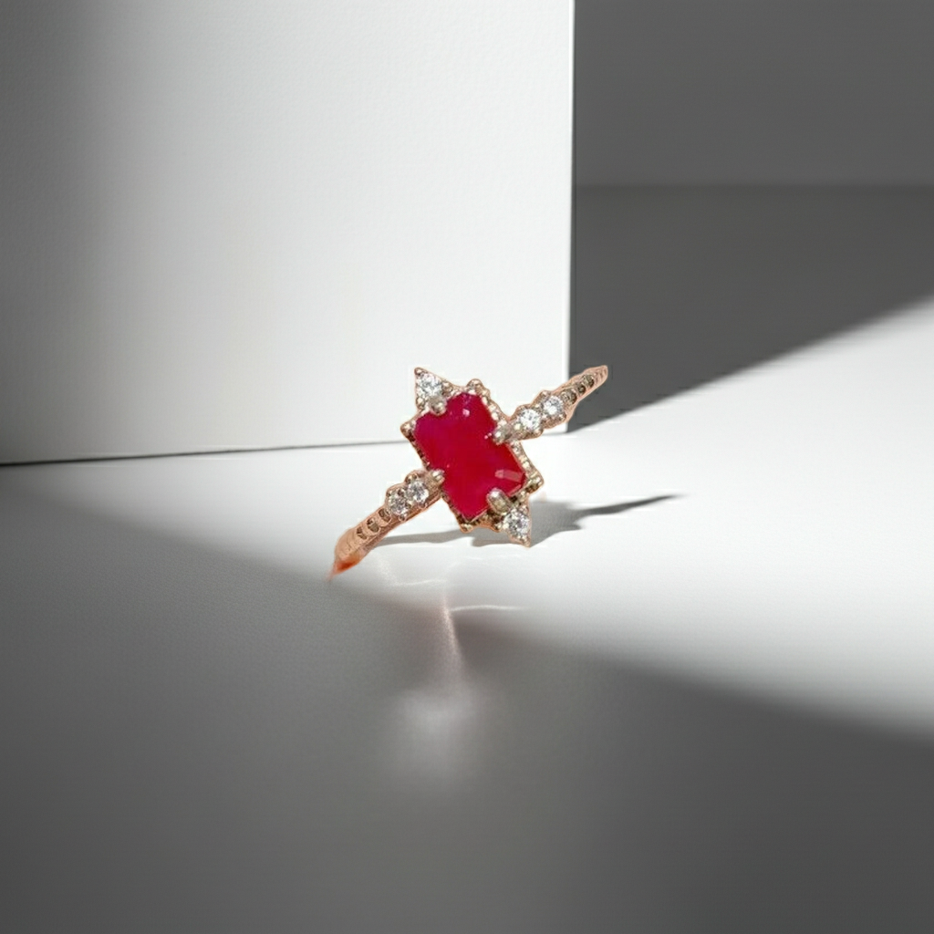Dainty Natural Ruby Ring, Women's Natural Ruby Ring 4x6mm Sterling Silver