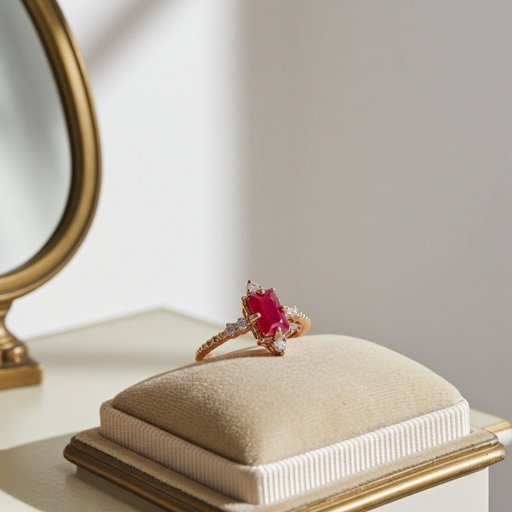 Dainty Natural Ruby Ring, Women's Natural Ruby Ring 4x6mm Sterling Silver