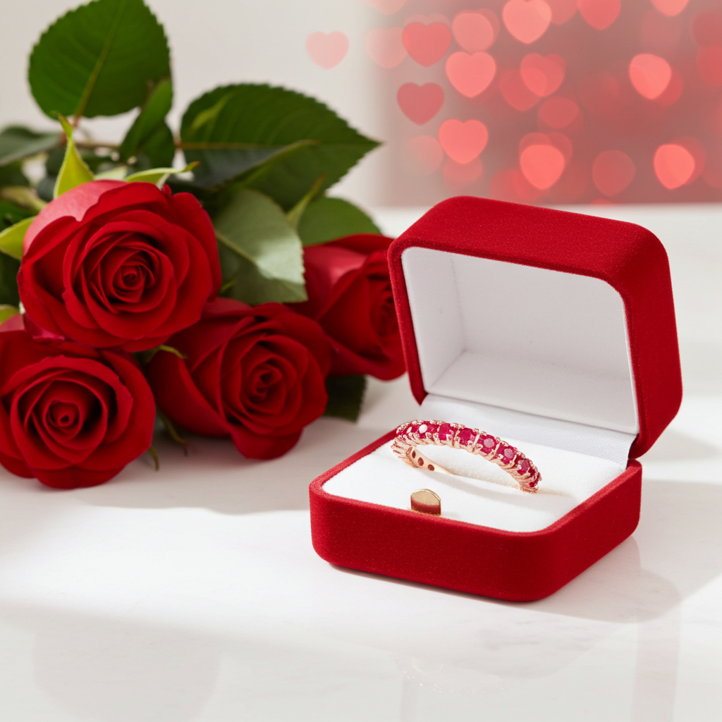 High Quality Natural Ruby Band Ring 2.5mm Sterling Silver Platinum Plated