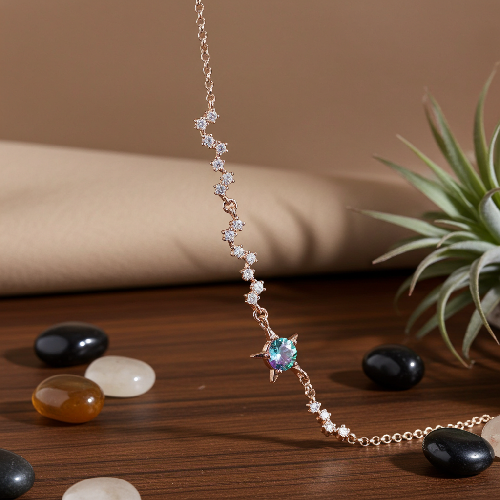 Lab Alexandrite Star Bracelet Round Cut 6mm