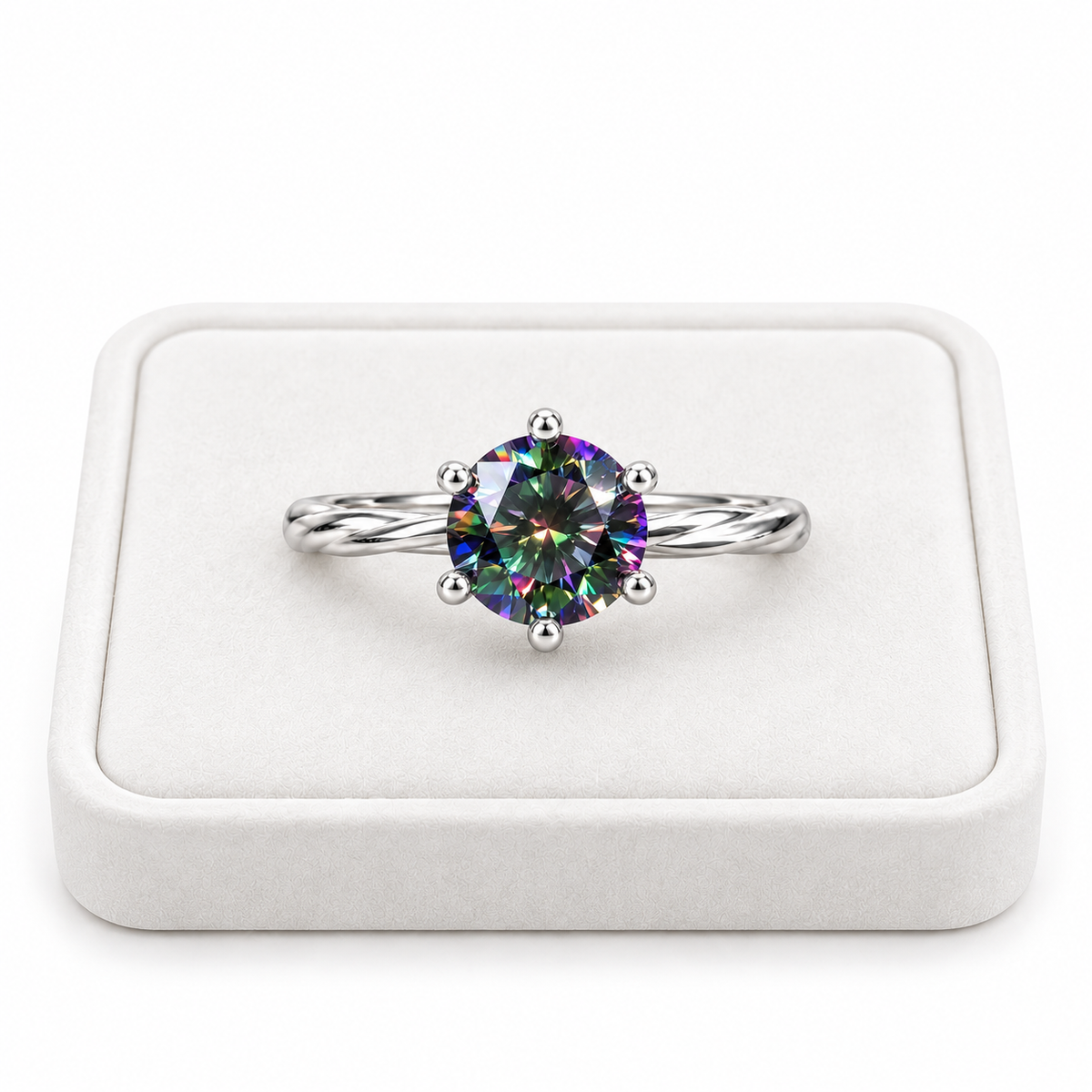 VVS1 1 CT Black Rainbow Moissanite Ring