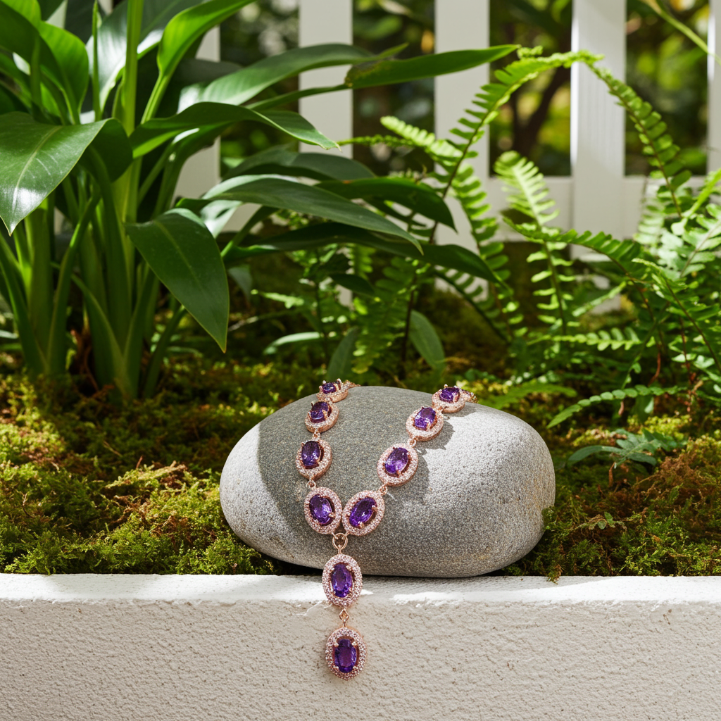Amethyst Statement Y Drop Necklace 925 Sterling Silver