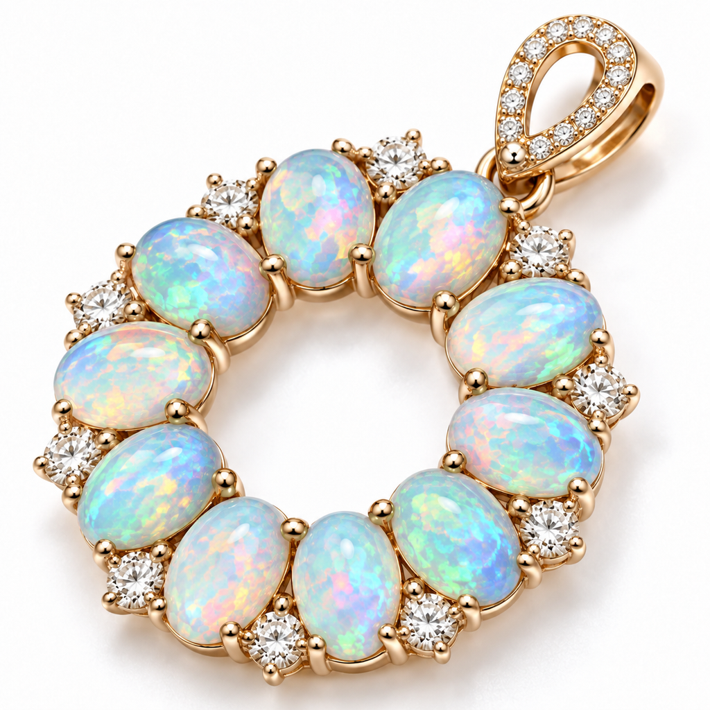 Natural Fire Opal Pendant Necklace with 4x6mm Opals | 925 Sterling Silver | Phimsera