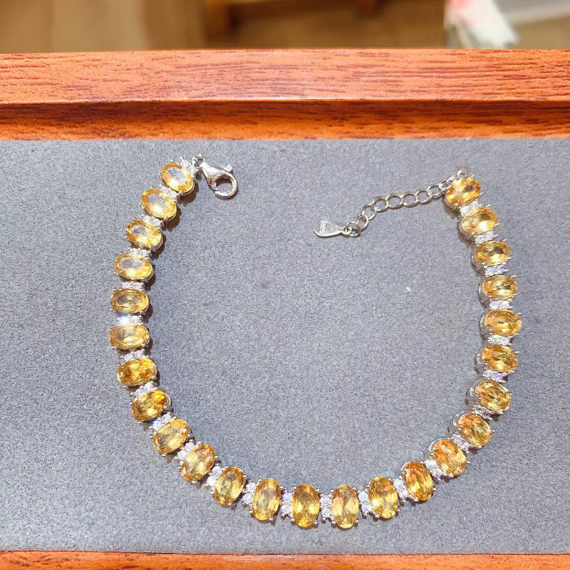 Citrine Tennis Bracelet 4x6mm 925 Sterling Silver