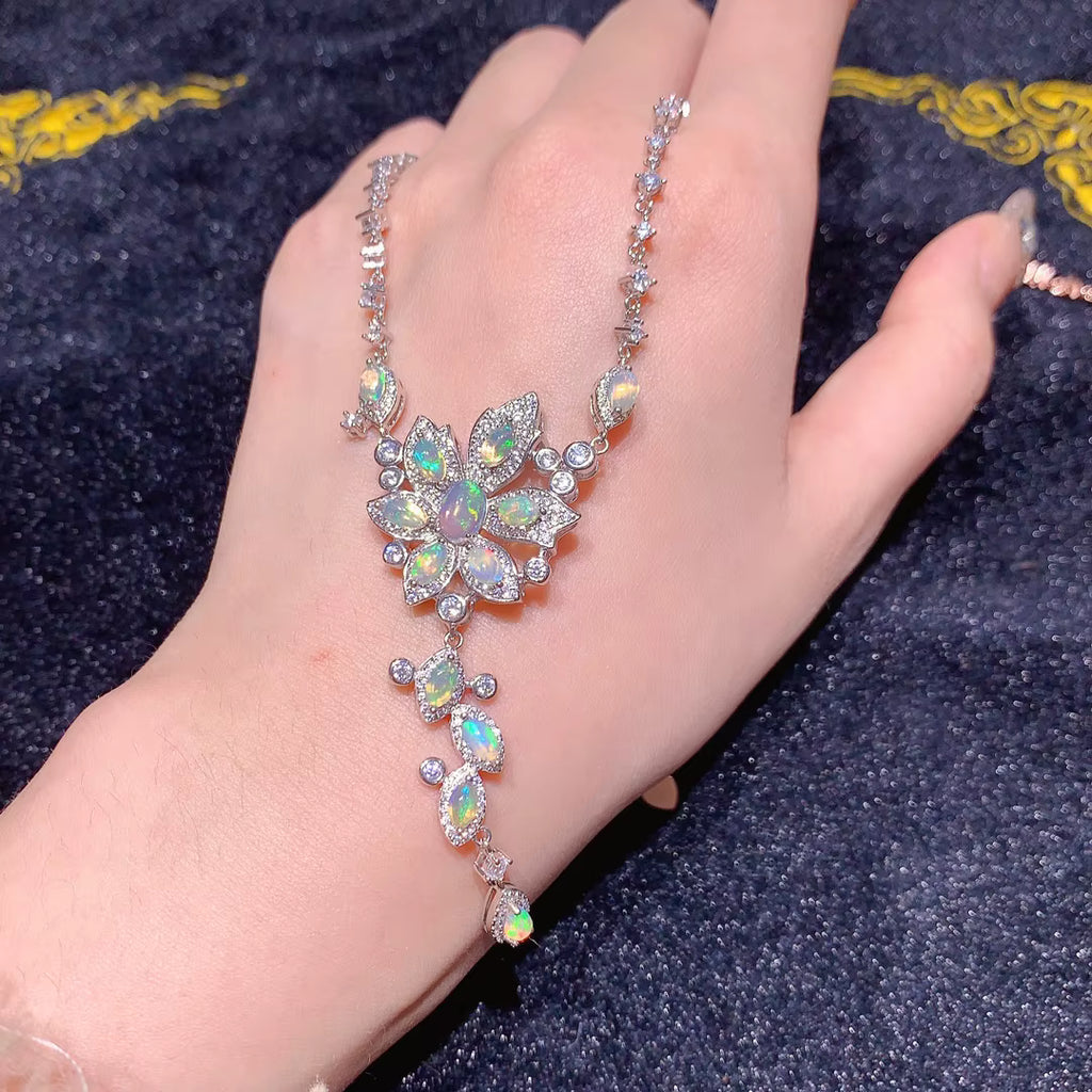 Colorful White or Orange Fire Opal Statement Necklace 3x5mm