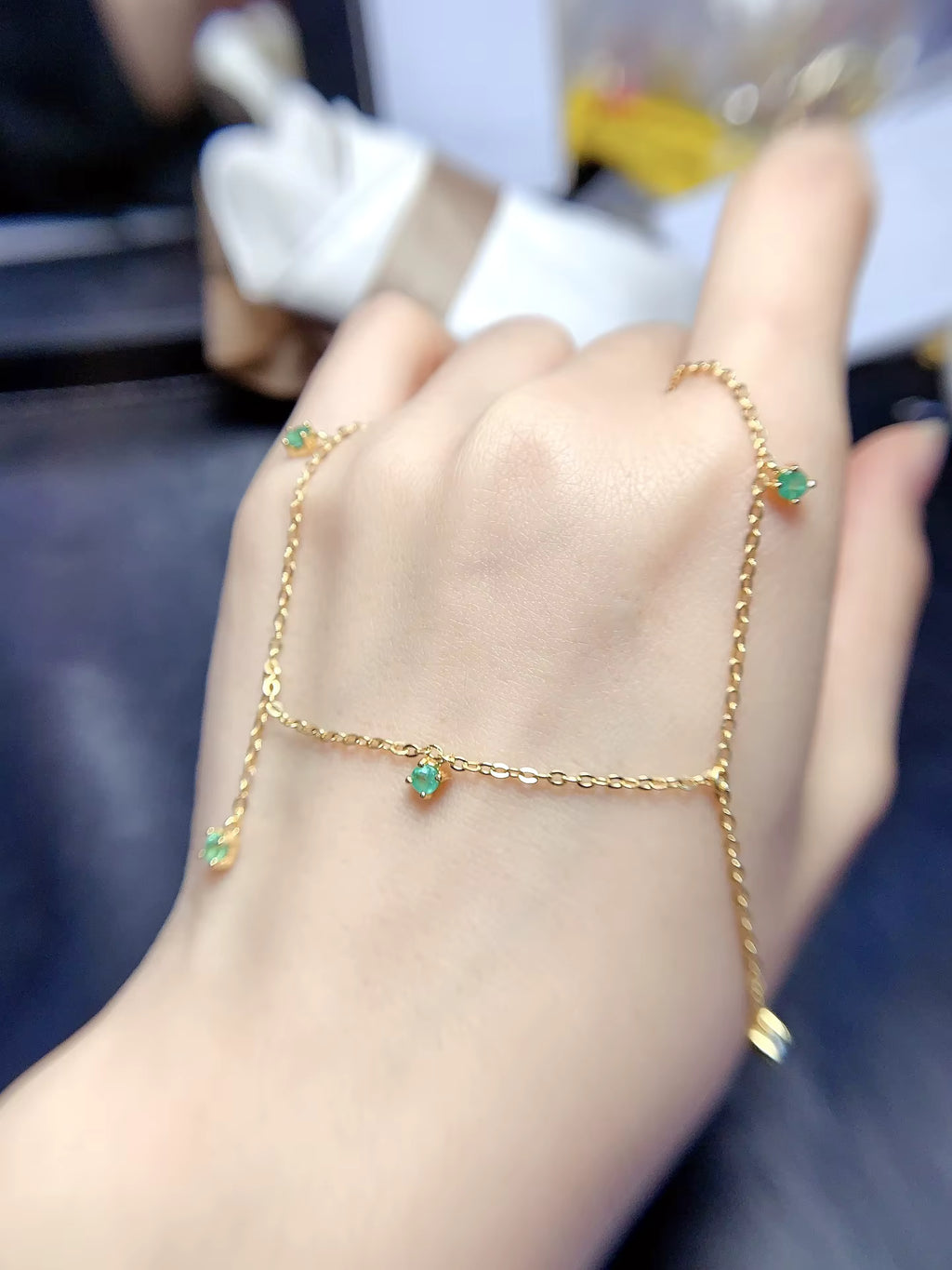 Dainty Emerald Charm Necklace VVS Grade 925 Sterling Silver