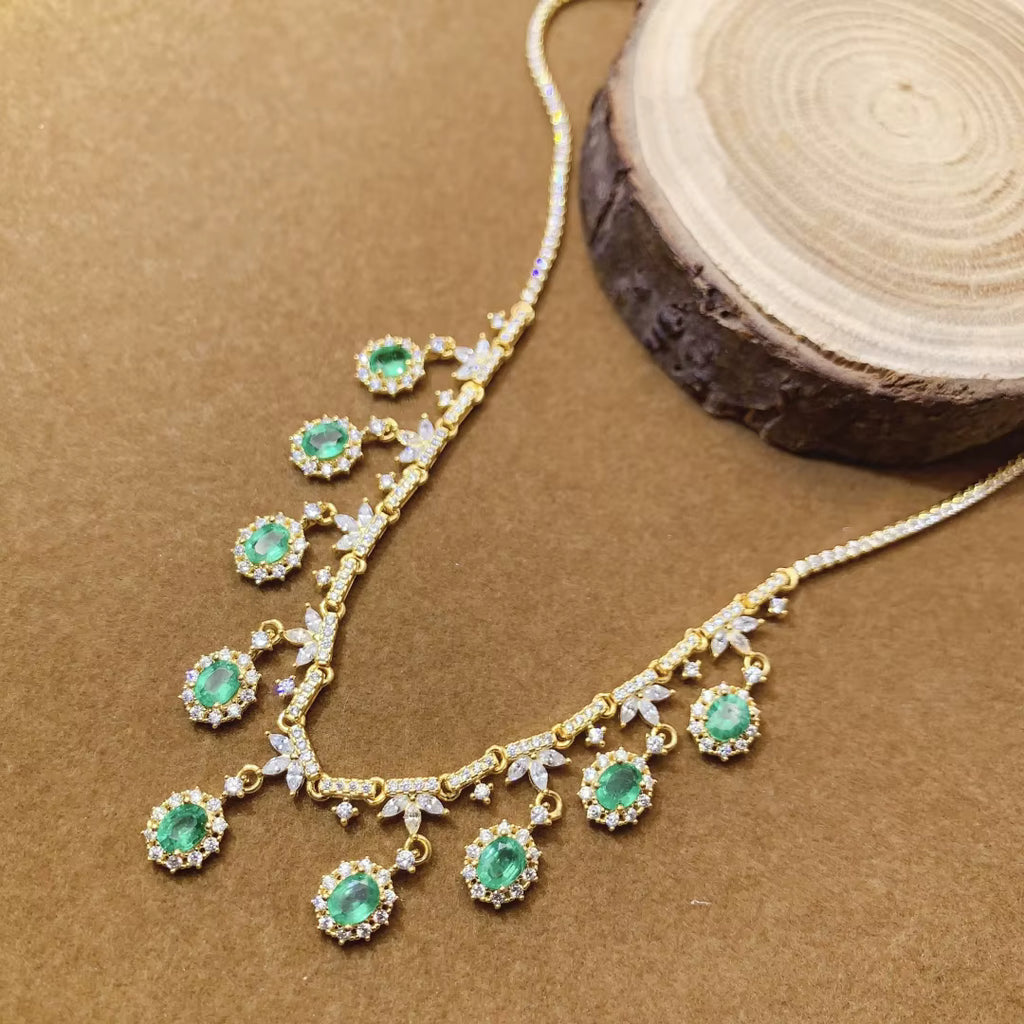 Natural Bright Green Emerald Charm Necklace 4x5mm Colombian Emerald