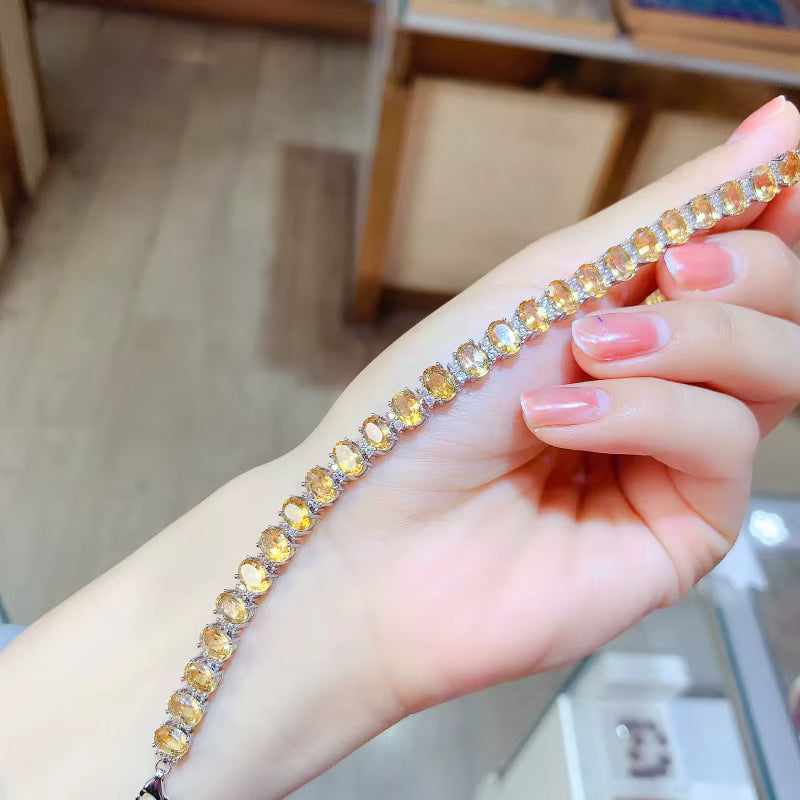 Citrine Tennis Bracelet 4x6mm 925 Sterling Silver