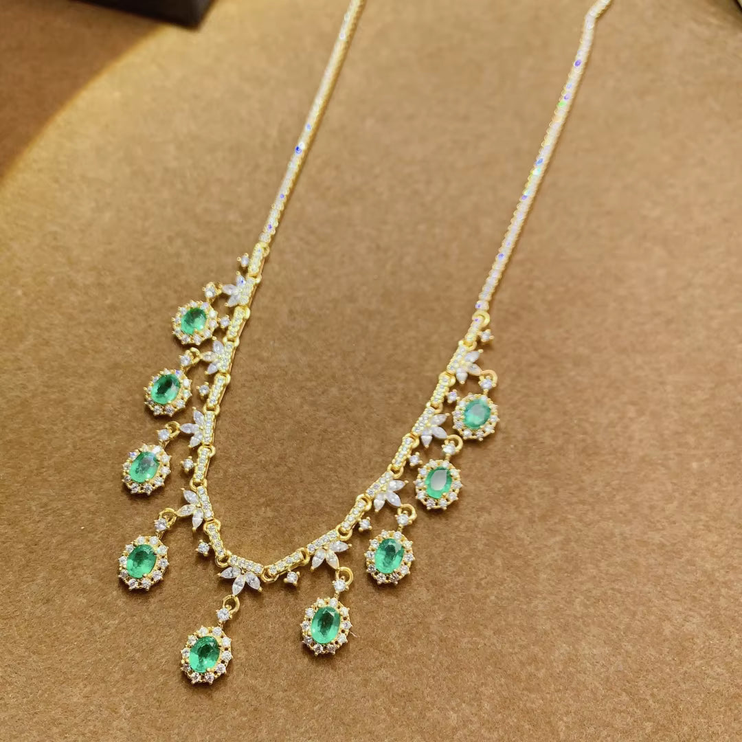 Natural Bright Green Emerald Charm Necklace 4x5mm Colombian Emerald