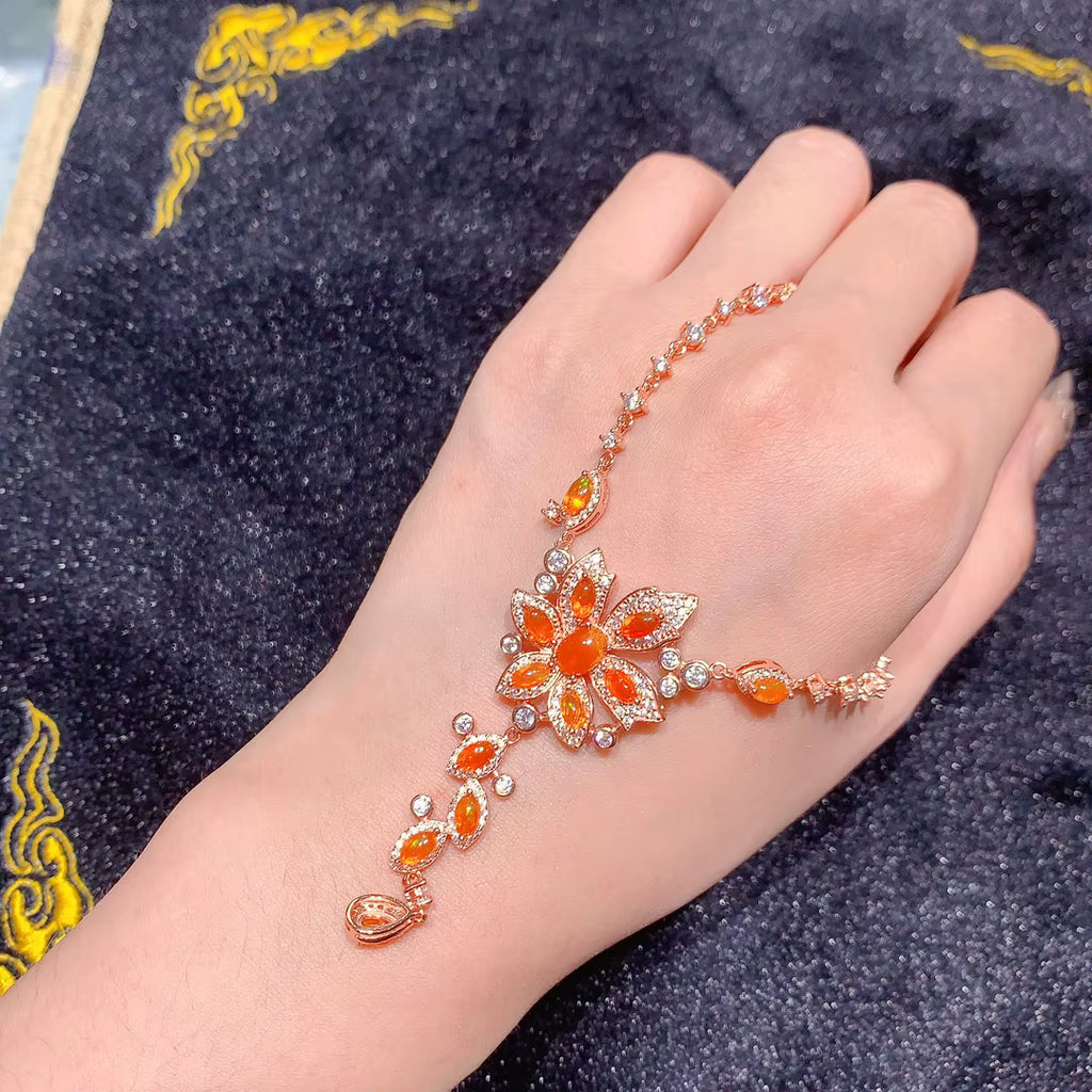 Colorful White or Orange Fire Opal Statement Necklace 3x5mm