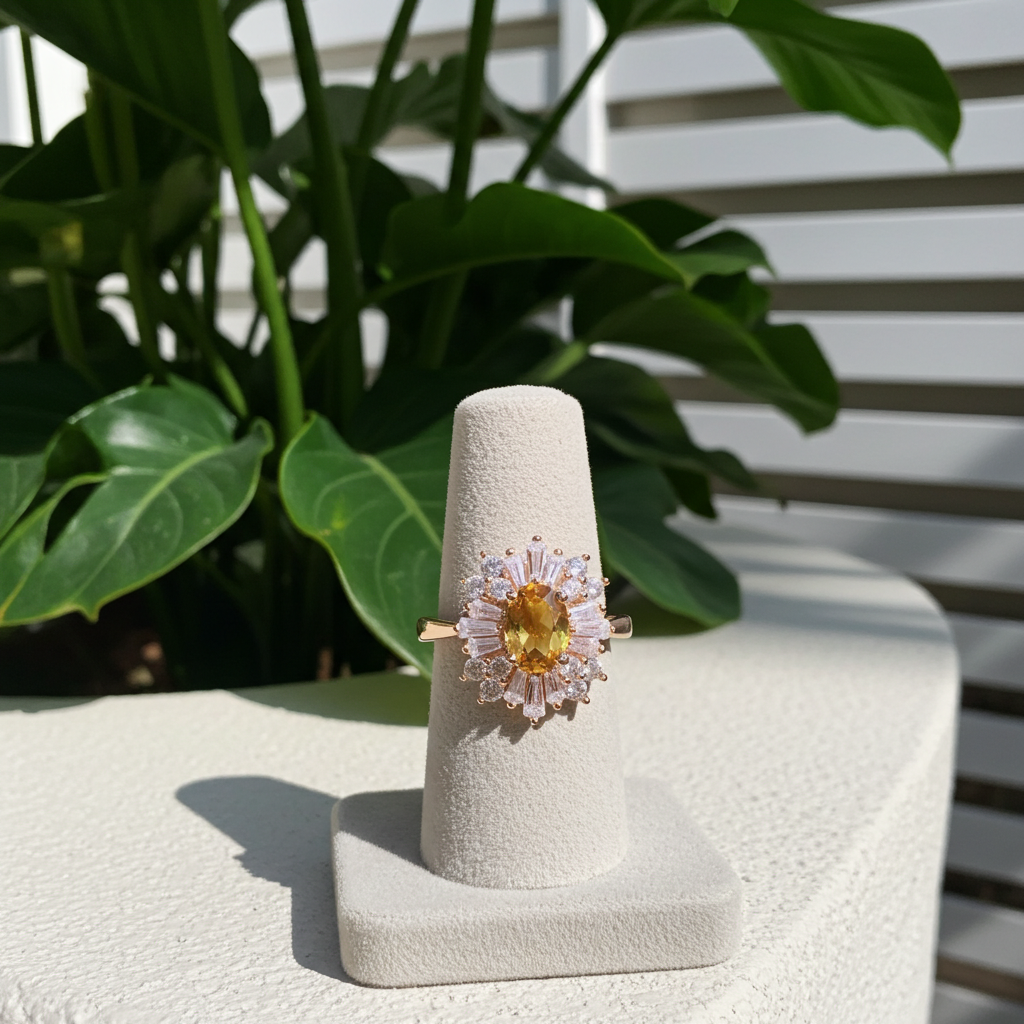 Citrine Success Stone Ring 5x7mm 925 Sterling Silver