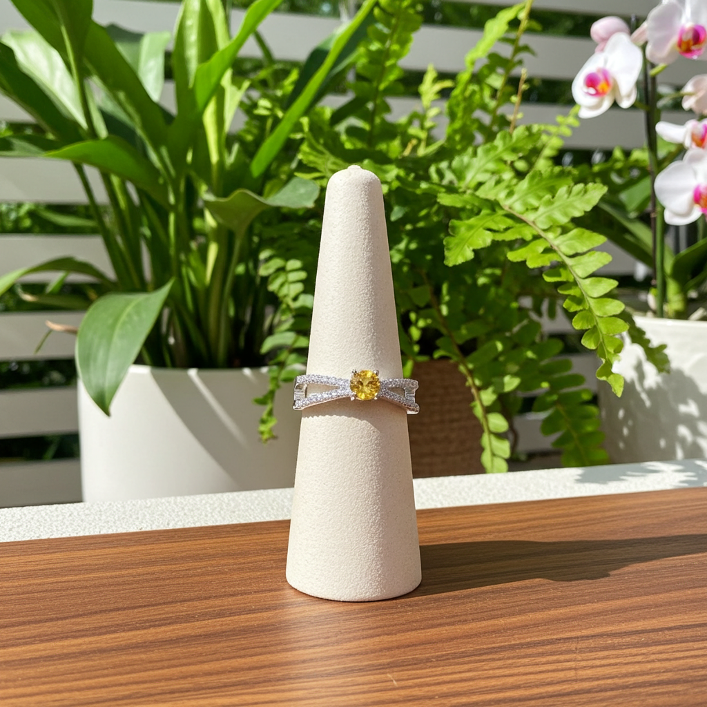 Dainty Citrine Band Ring, November Birthstone Citrine Stackable Ring