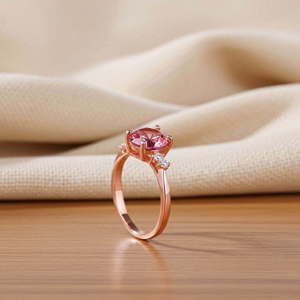 VVS1 Round Brilliant Cut 2CT Red Moissanite Ring