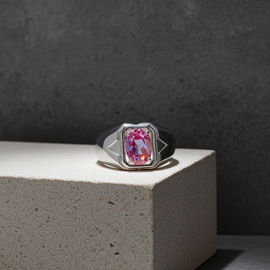 Mens Color Changing Lab Alexandrite Ring 6x8mm Oval Cut