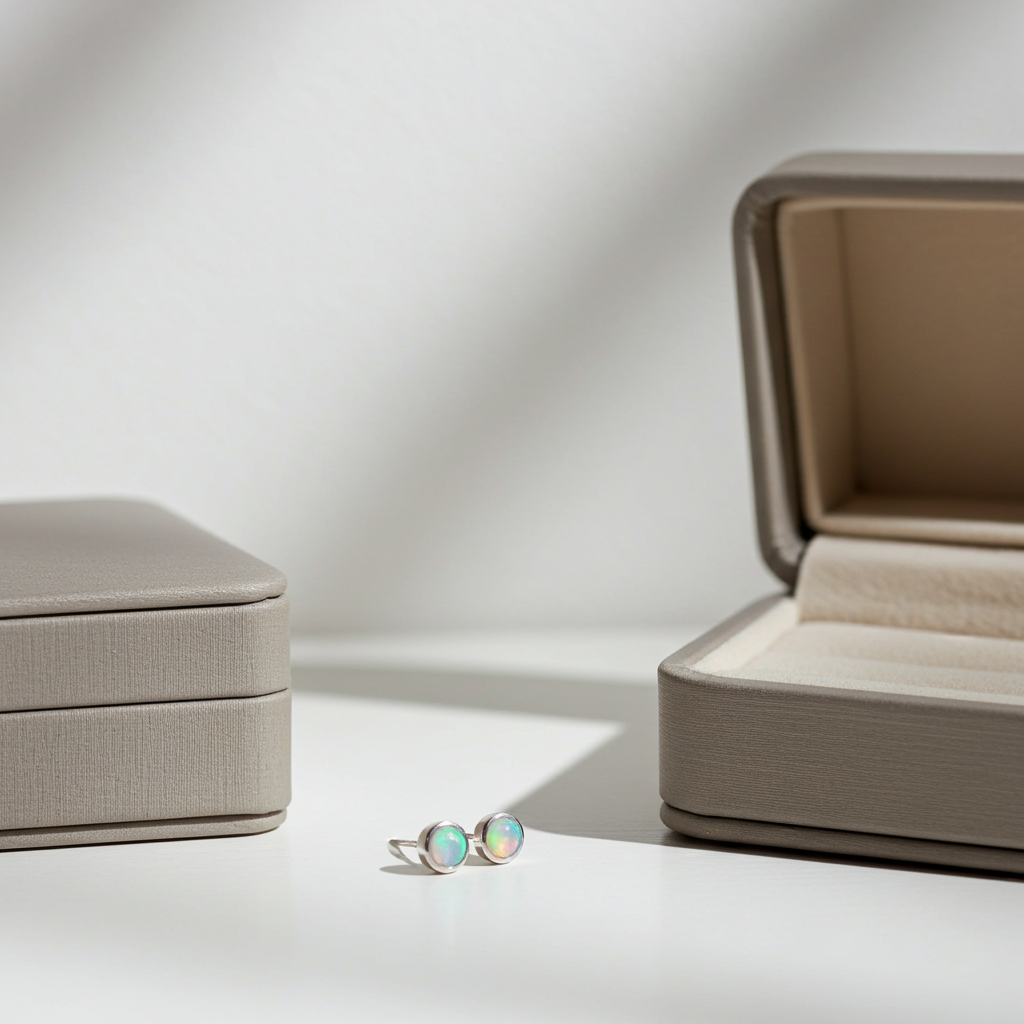 Australian Opal Bezel Set Stud Earrings 5mm 925 Sterling Silver