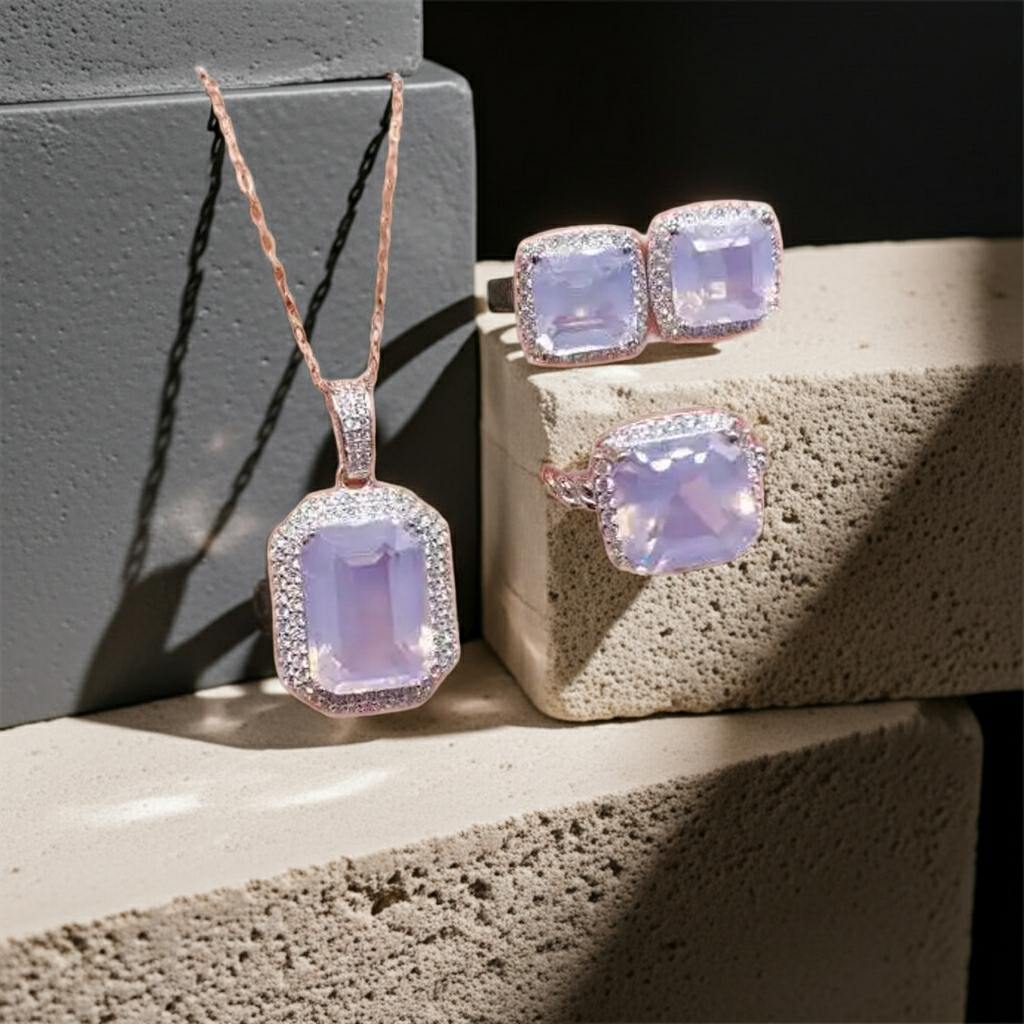 Lavender Amethyst Jewelry Set, Full Gemstone Jewelry Set