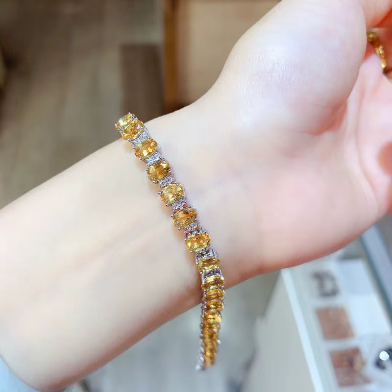 Citrine Tennis Bracelet 4x6mm 925 Sterling Silver