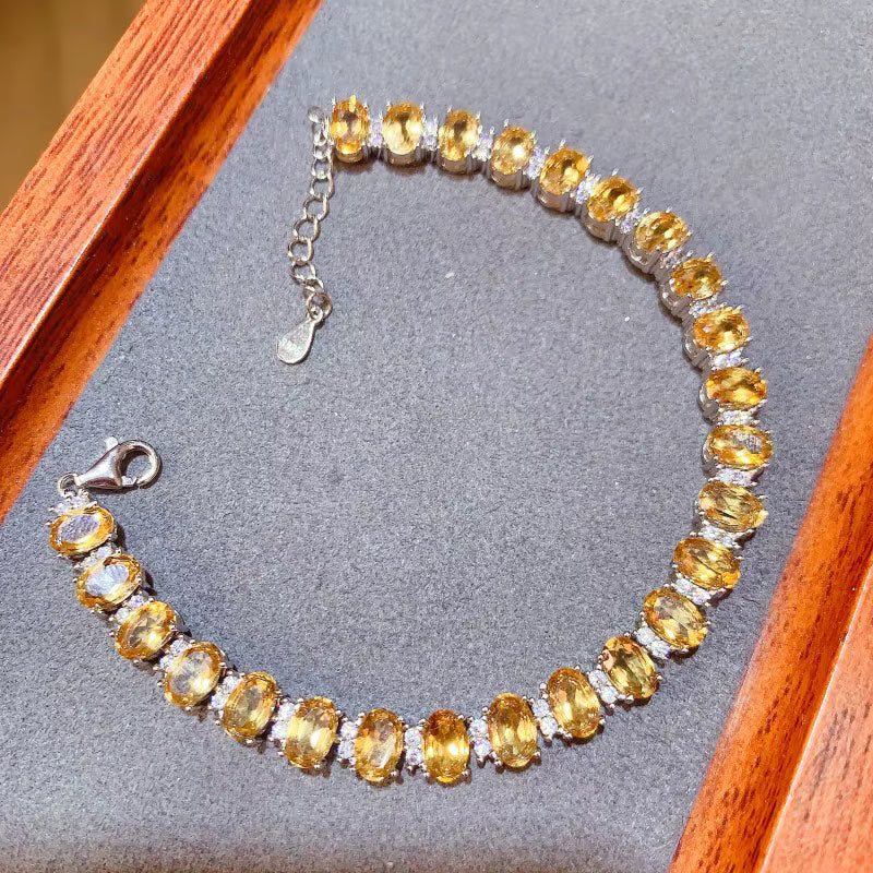 Citrine Tennis Bracelet 4x6mm 925 Sterling Silver