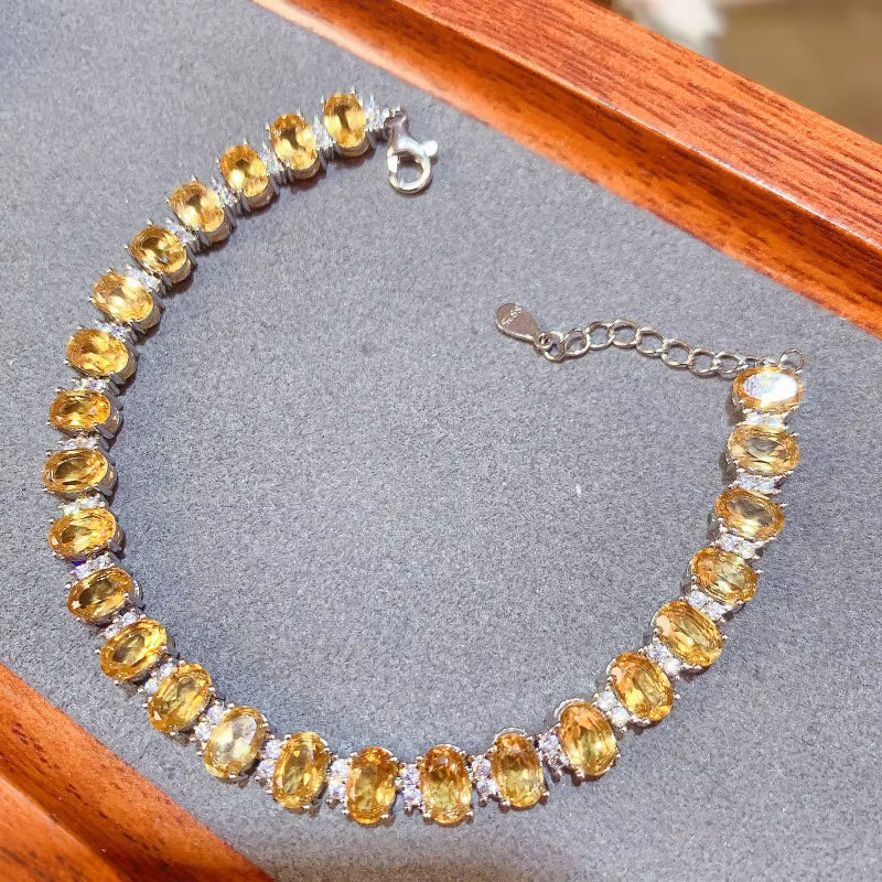 Citrine Tennis Bracelet 4x6mm 925 Sterling Silver