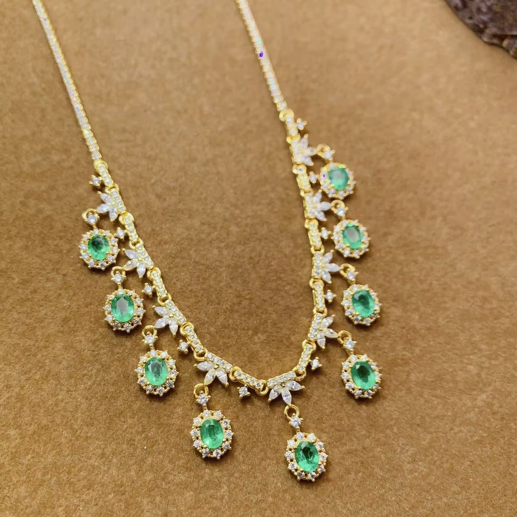 Natural Bright Green Emerald Charm Necklace 4x5mm Colombian Emerald