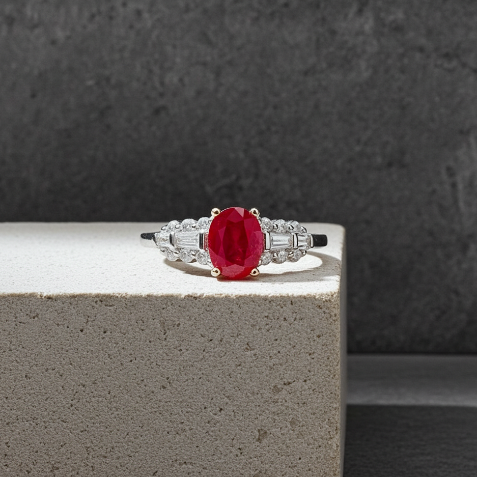 Dainty Ruby Ring 3x4mm Natural Burma Ruby