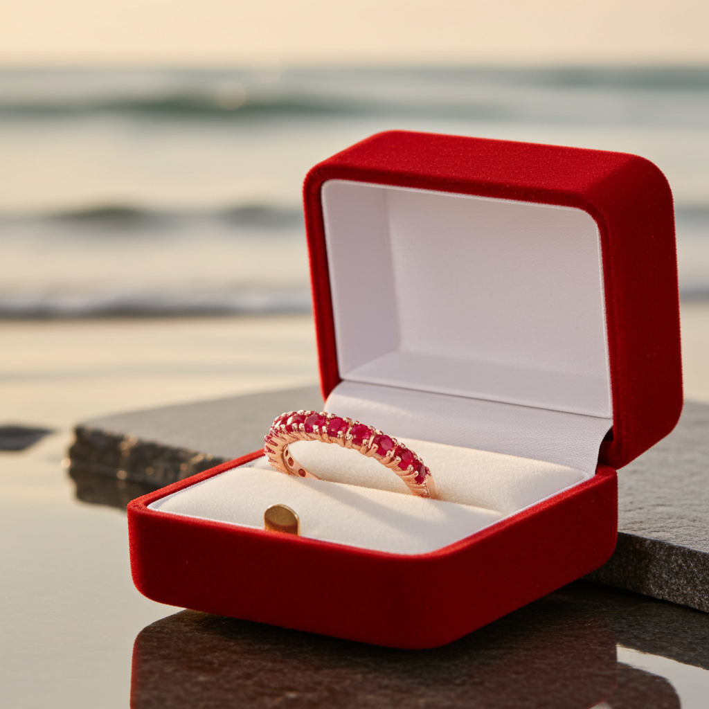High Quality Natural Ruby Band Ring 2.5mm Sterling Silver Platinum Plated