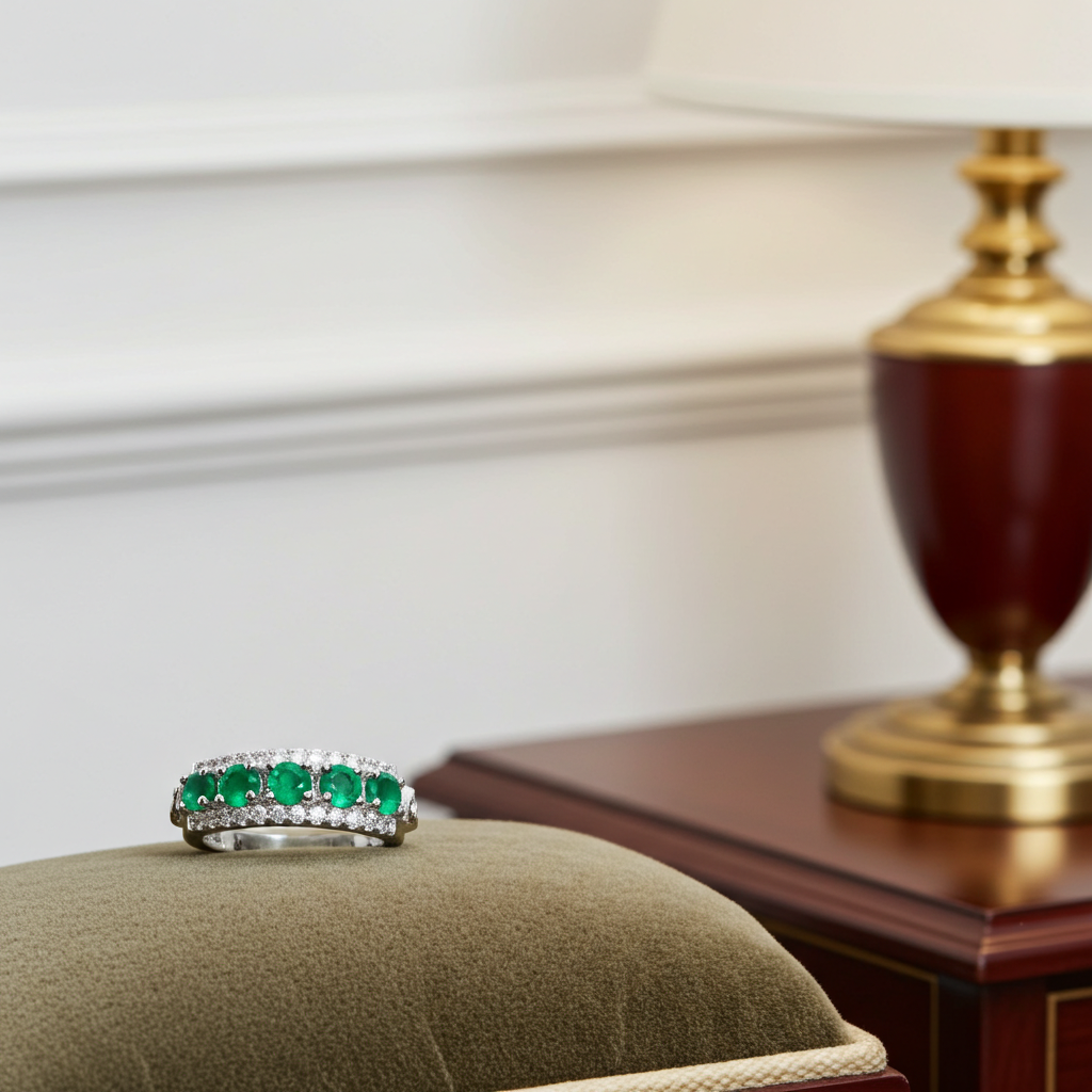 Colombian Emerald Band Ring, Natural Emerald Band Ring 3mm Sterling Silver