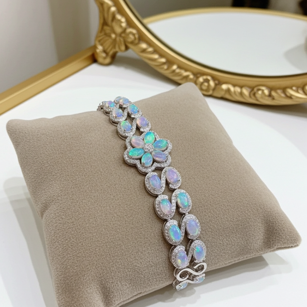 Australian Fire Opal Double Layer Tennis Bracelet