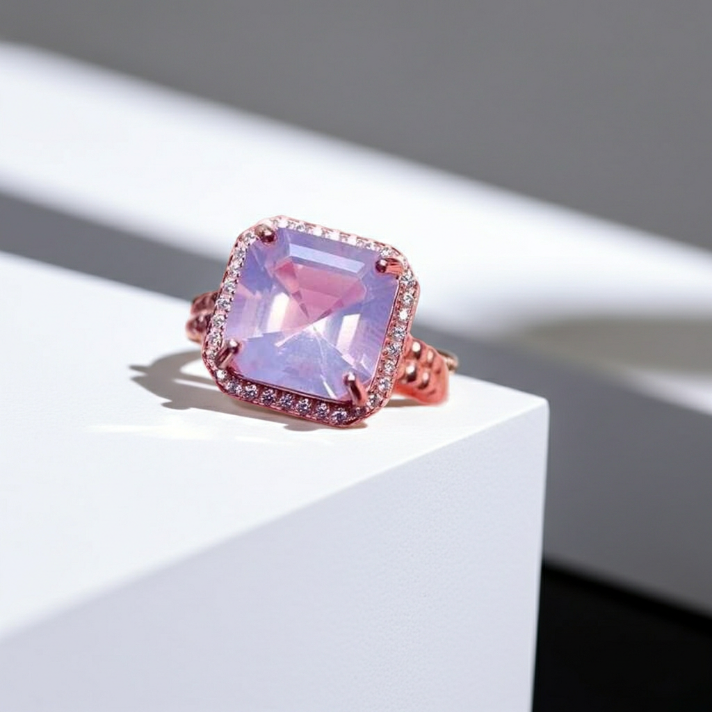 4CT Lavender Amethyst Cushion Cut Ring 925 Sterling Silver